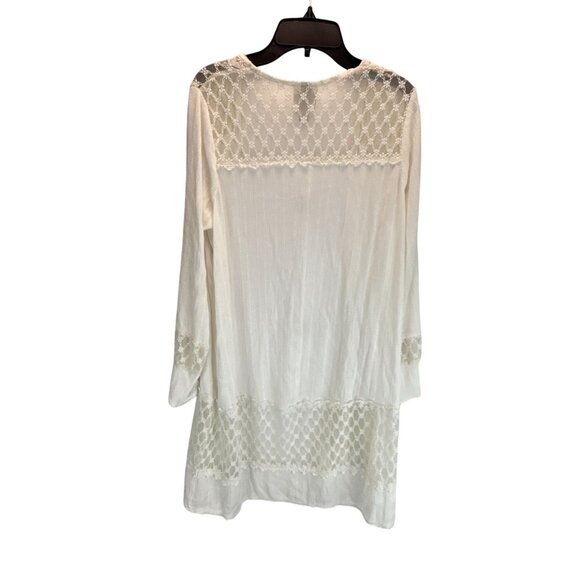 Knox Rose Ivory Lace Trim Cardigan XS S Open Front Boho Festival Lightweight Top - Picture 5 of 7